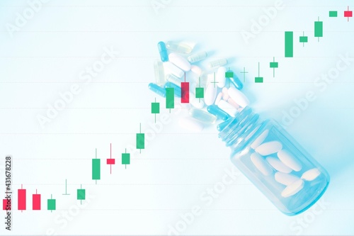 Uptrend stock graph It shows the growth of the growing pharmaceutical business.