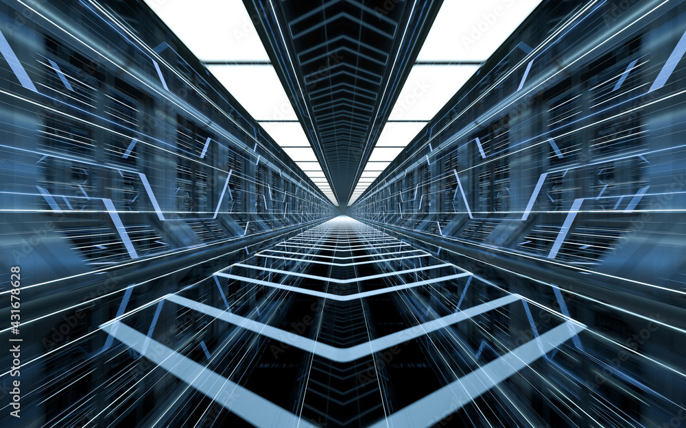 Dark science fiction tunnel, 3d rendering. Dark science fiction tunnel, 3d rendering.