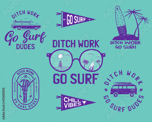 Set of surf concept vector banners