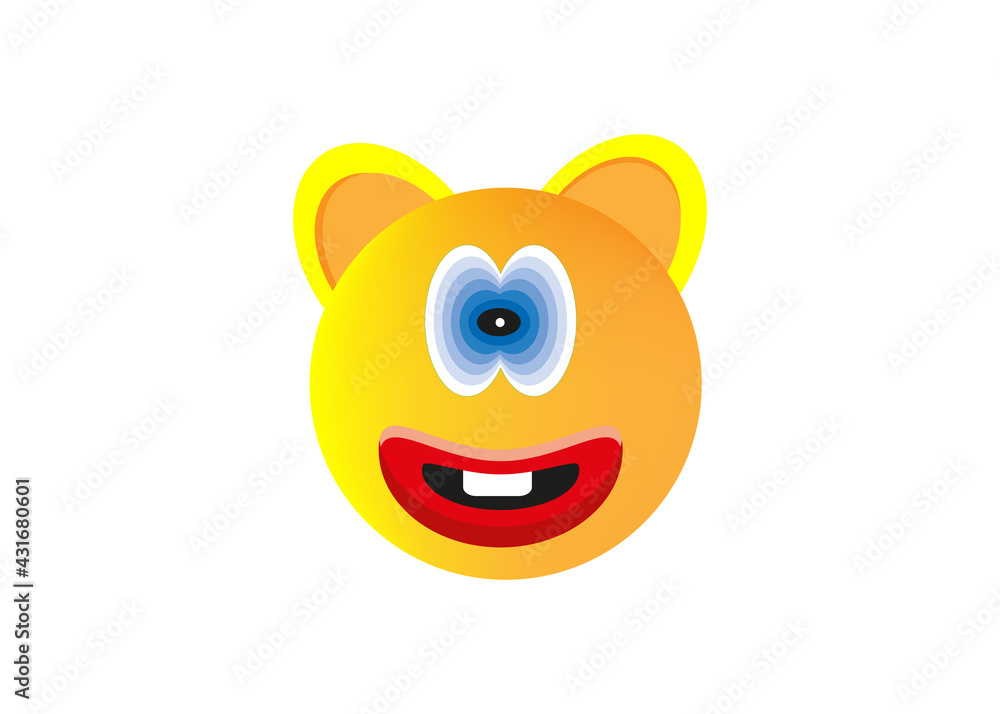 Emoji. Strange happy face. For printing on mugs and T-shirts.