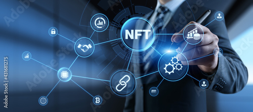 NFT Non-fungible token digital crypto art blockchain technology concept