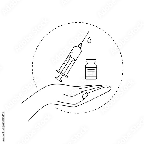 hand, syringe and vaccine