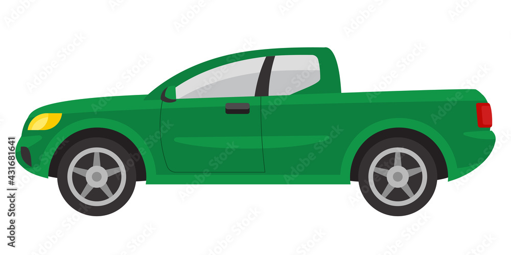 Naklejka premium Pickup side view. Automobile in cartoon style.