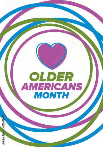 Older Americans Month. Celebrated in May in the United States. National Month of observance for Older Americans. Poster, card, banner and background. Vector illustration