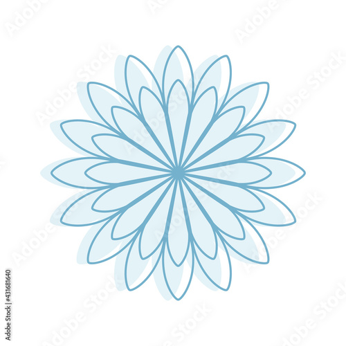 Linear vector isolated ornament. A simple snowflake, a winter pattern. Contour blue flower. Pastiche © Светлана Плясова