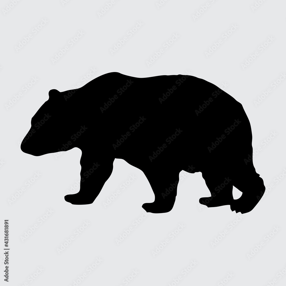 Fototapeta premium Bear Silhouette, bear isolated On White Background