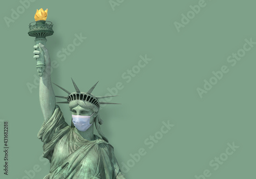 Statue of Liberty with Covid Mask