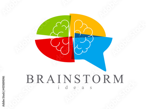 Conceptual speech bubble communication concept vector sign isolated on white, dialog or brainstorm, discussion or argument.