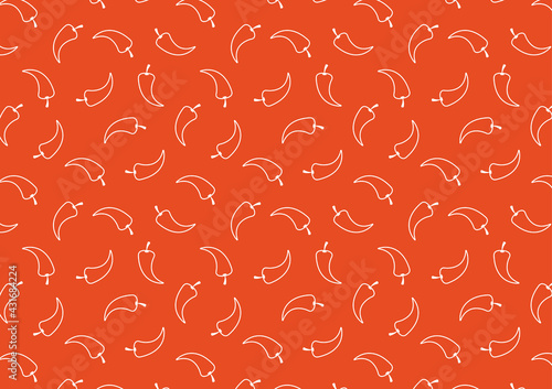 Chili doodle pattern wallpaper. Chili pattern on white background.