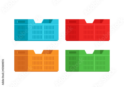 Crate stack cartoon vector. free space for text. wallpaper.