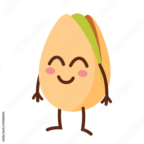 Cute pistachio nut isolated character