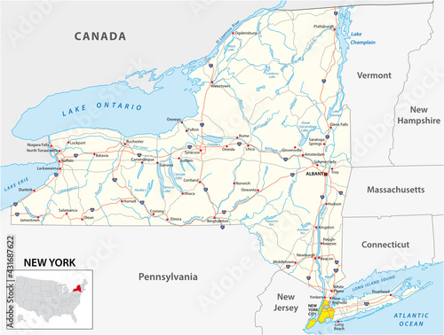 road map of the US American State of New York photo