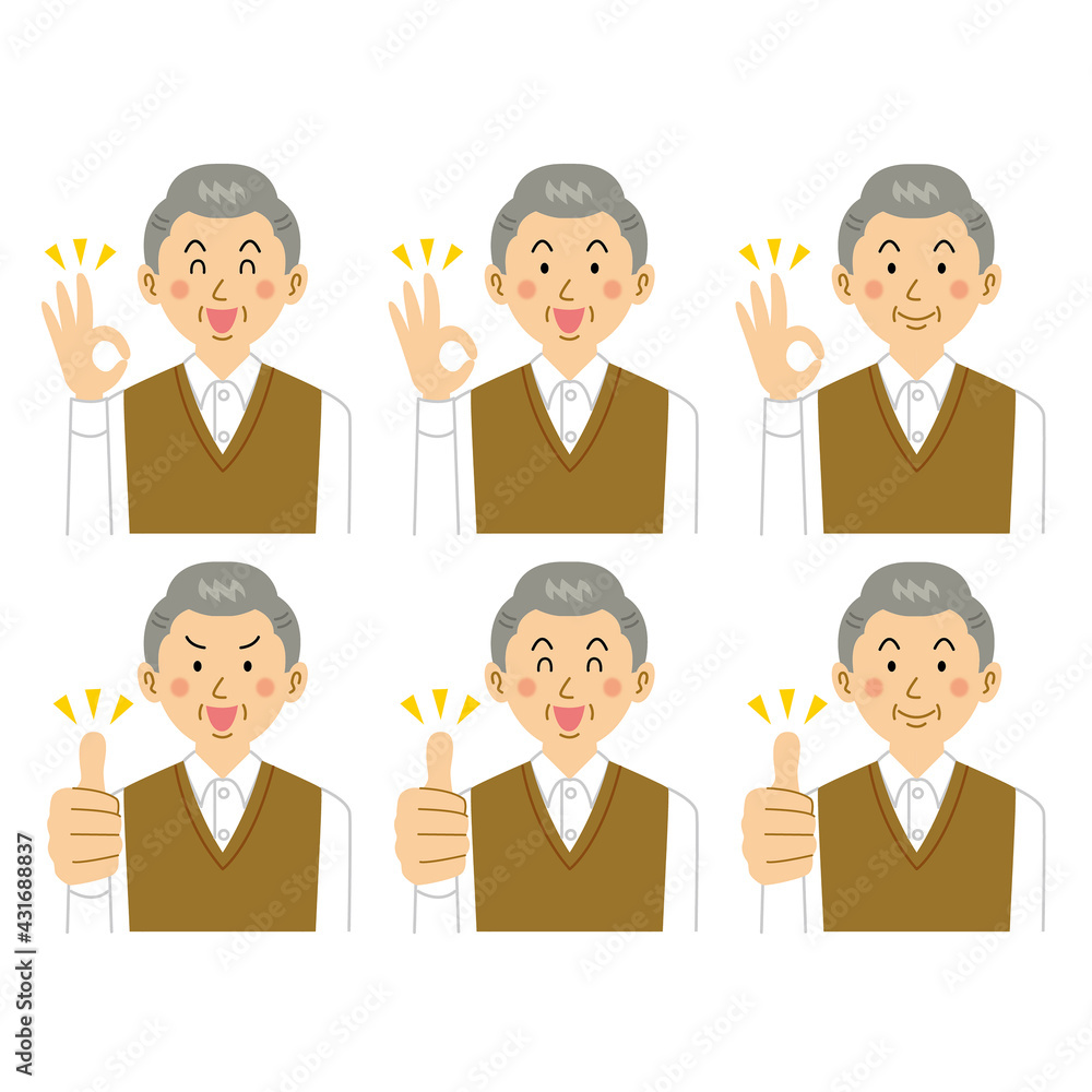 Okとgoodポーズするおじいさん Stock Vector Adobe Stock
