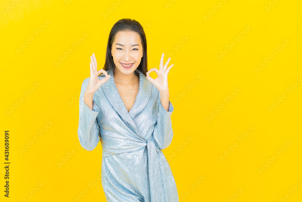 Portrait beautiful young asian woman smile with action Portrait beautiful young asian woman smile with action