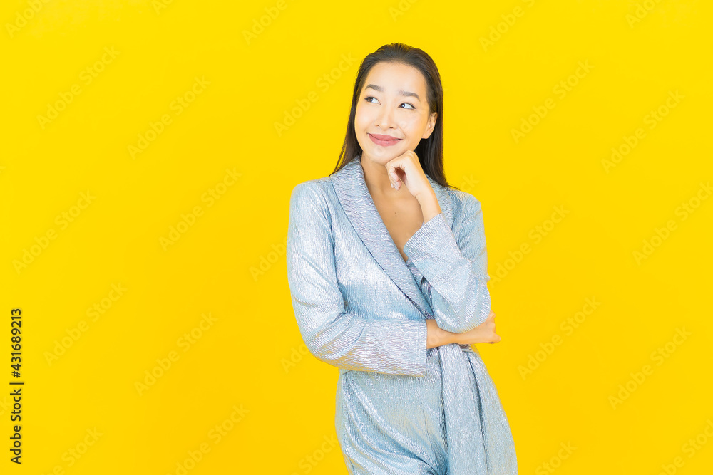Portrait beautiful young asian woman smile with action Portrait beautiful young asian woman smile with action