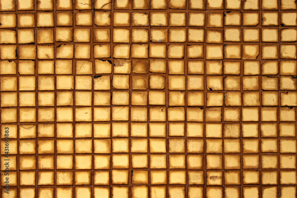 Old Pattern Golden tiles in WAT SAKET TEMPLE , Bangkok Thailand Old Pattern Golden tiles in WAT SAKET TEMPLE , Bangkok Thailand