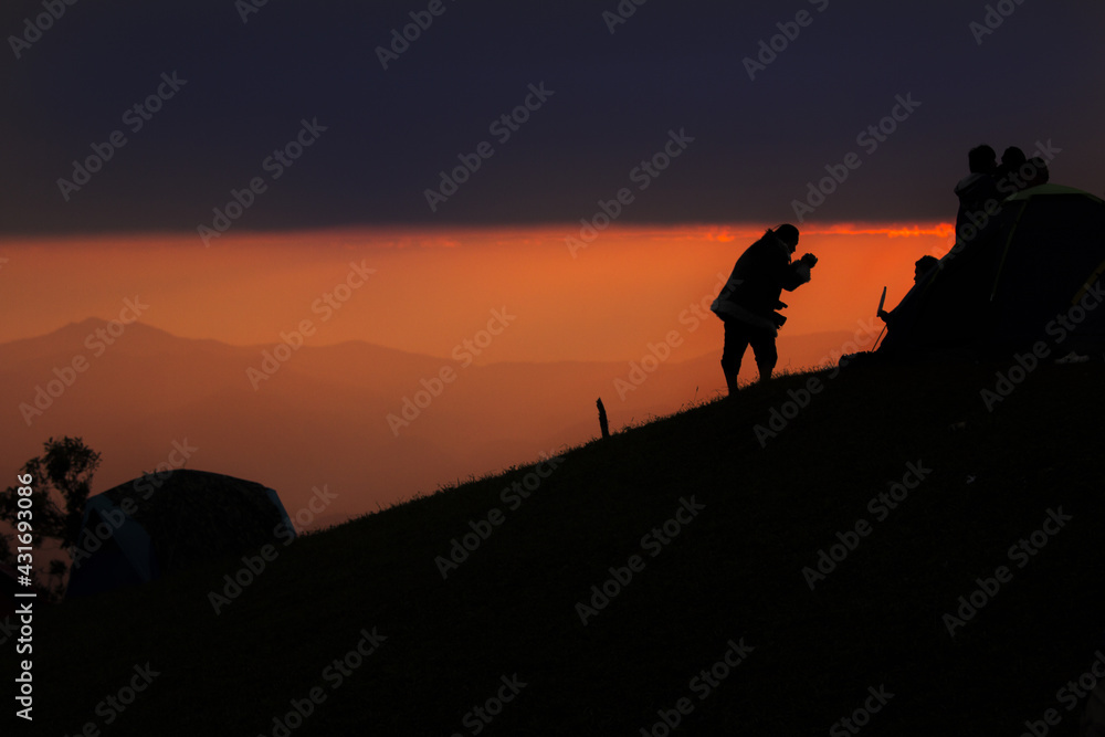 silhouette traveler on Hill
