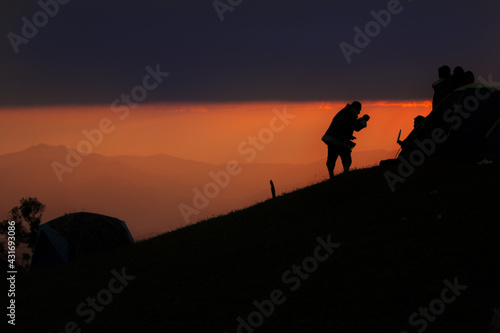 silhouette traveler on Hill