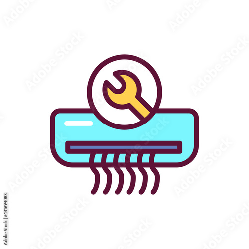 Repair air conditioner line icon. Handyman service.Isolated vector element.