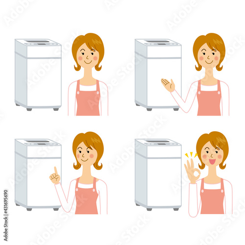洗濯機と女性