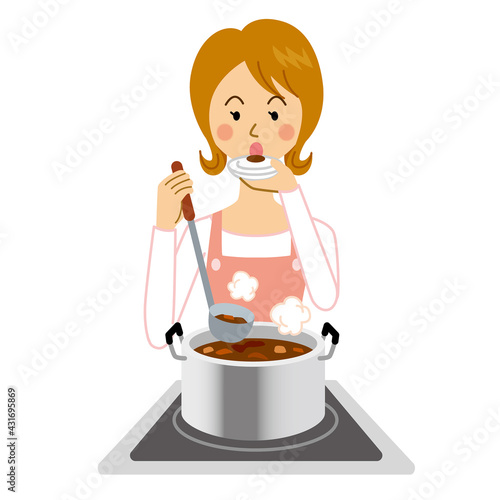 カレーを作る女性