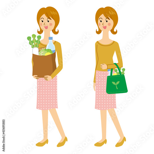 買い物に行く女性
