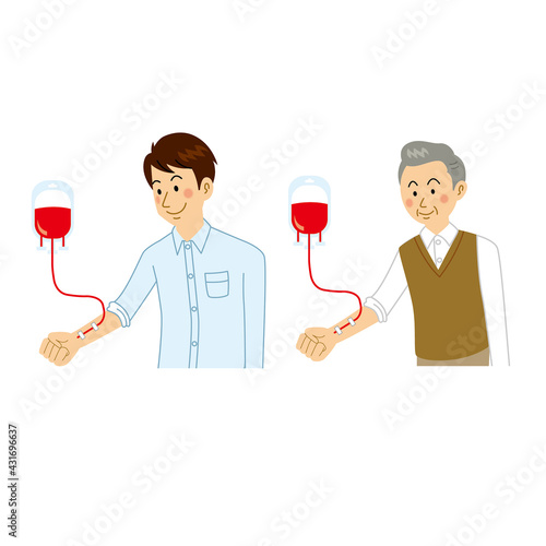 輸血をする男性