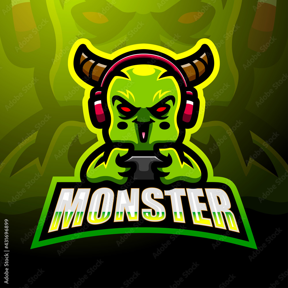 Cute monster mascot logo design