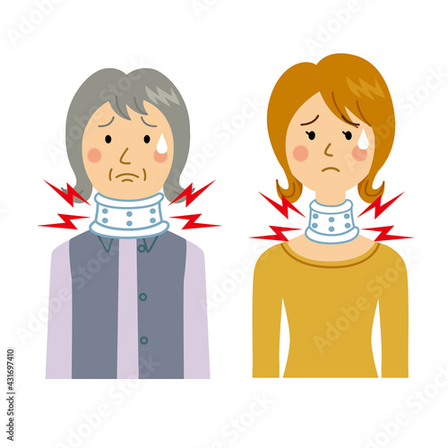 首にコルセットをする女性