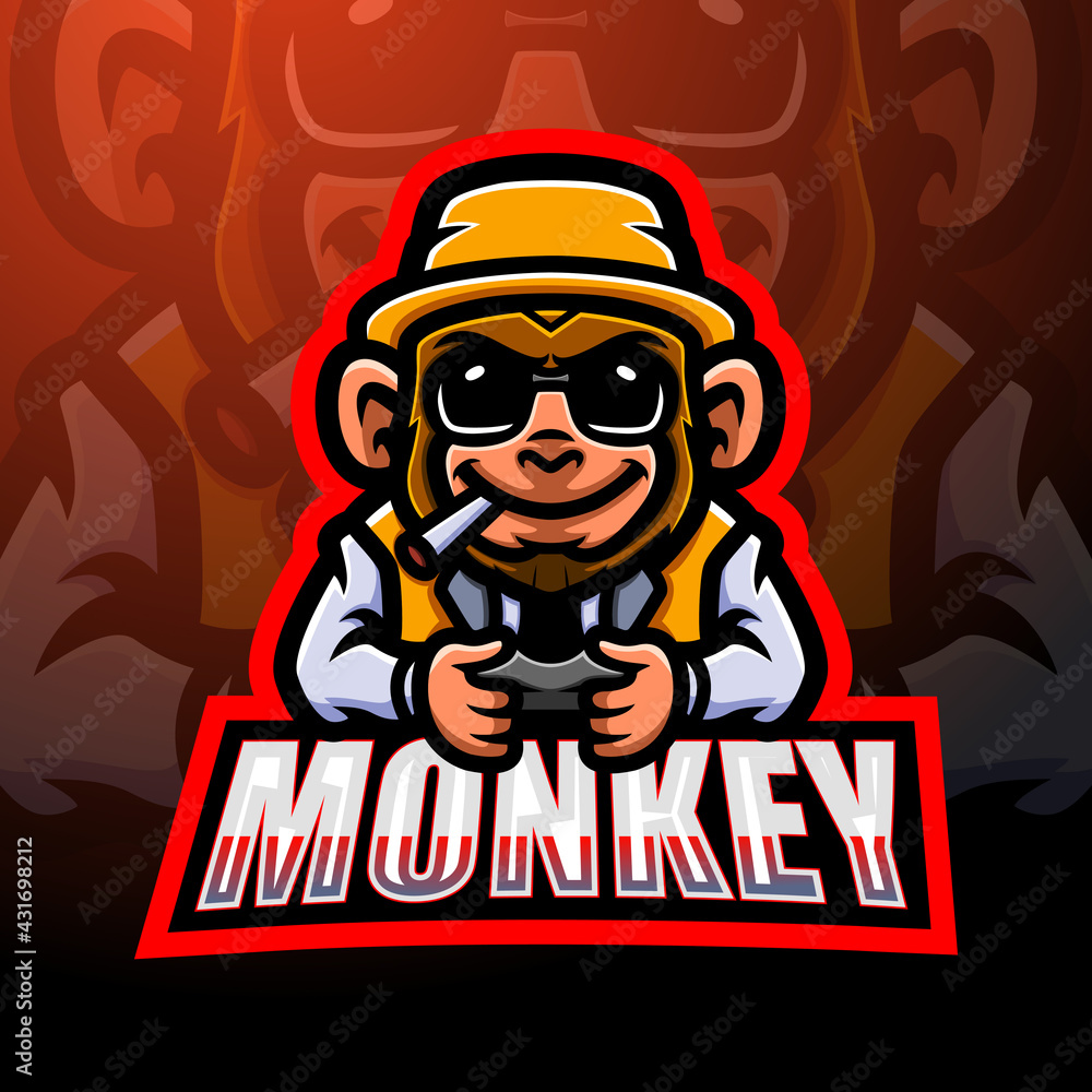 Monkey mascot esport logo design Monkey mascot esport logo design