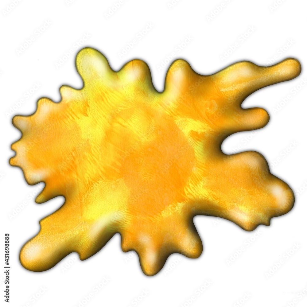Abstract acrylic painting. A blurry yellow spot, a drop. 3D Abstract acrylic painting. A blurry yellow spot, a drop. 3D