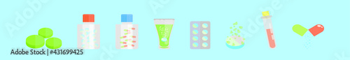set of effervescent cartoon icon design template with various models. vector illustration isolated on blue background