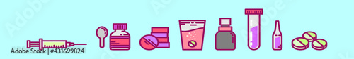set of effervescent cartoon icon design template with various models. vector illustration isolated on blue background