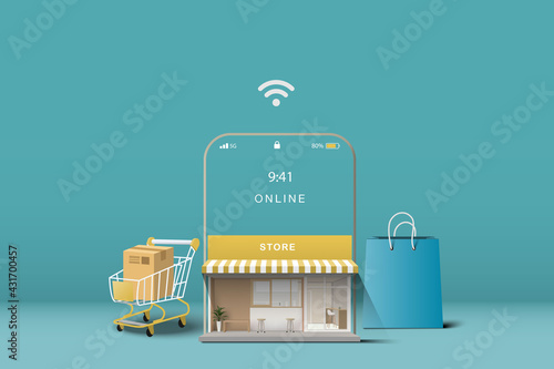Shopping online on mobile concept. Store online.