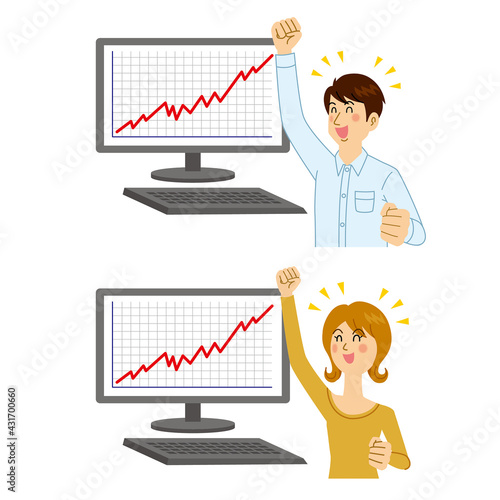 株価が上がる男女