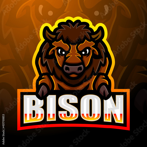Strong bison mascot esport logo design