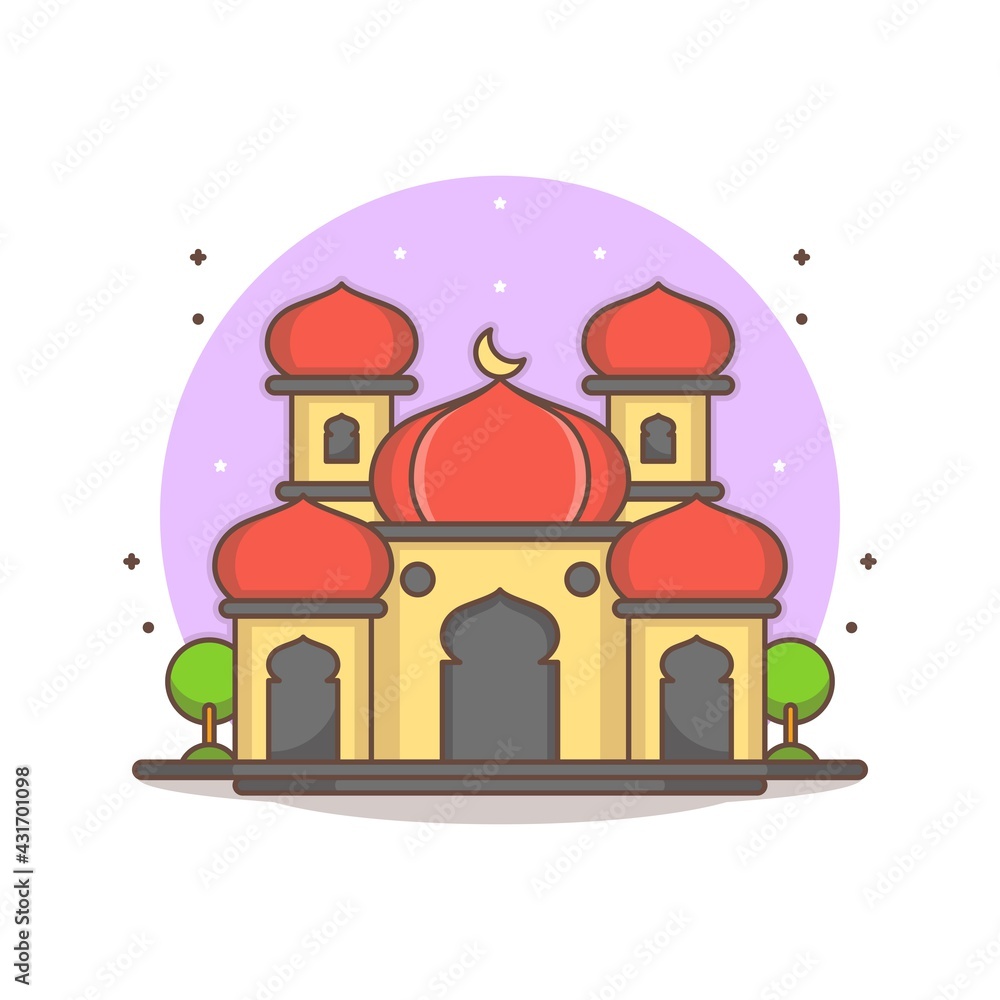 Mosque cartoon icon illustration design