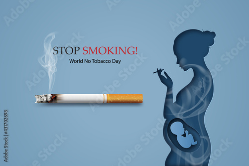 Stop Smoking Poster with Pregnant Woman Silhouette