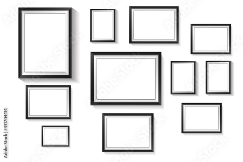 Vertical rectangle frame, black exterior frame overlaid with white frame on white background