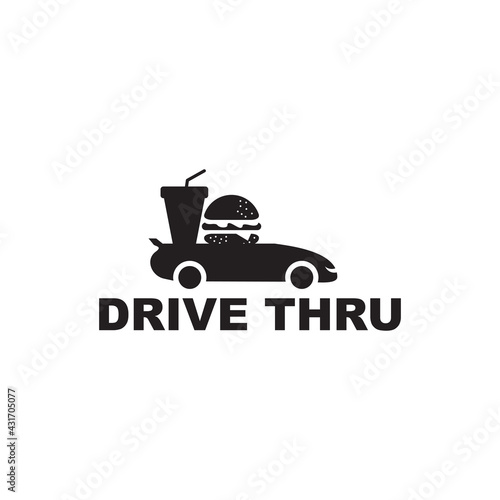 Drive thru text logo design template