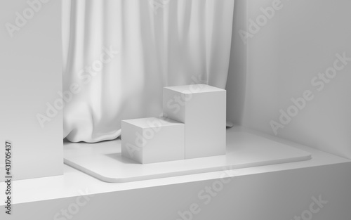 Empty stage with soft curtain background, 3d rendering.