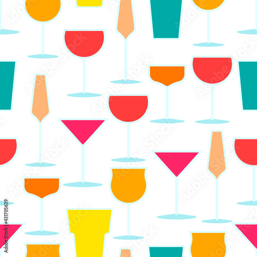 Summer bright cocktails beach bar vector seamless pattern