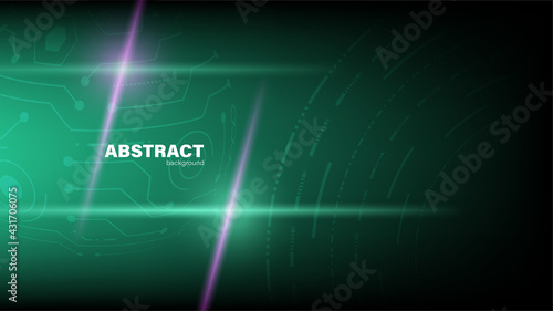 Fototapeta Naklejka Na Ścianę i Meble -  Abstract circuit with light on dark green background, Technology background concept with copy space, vector illustration.