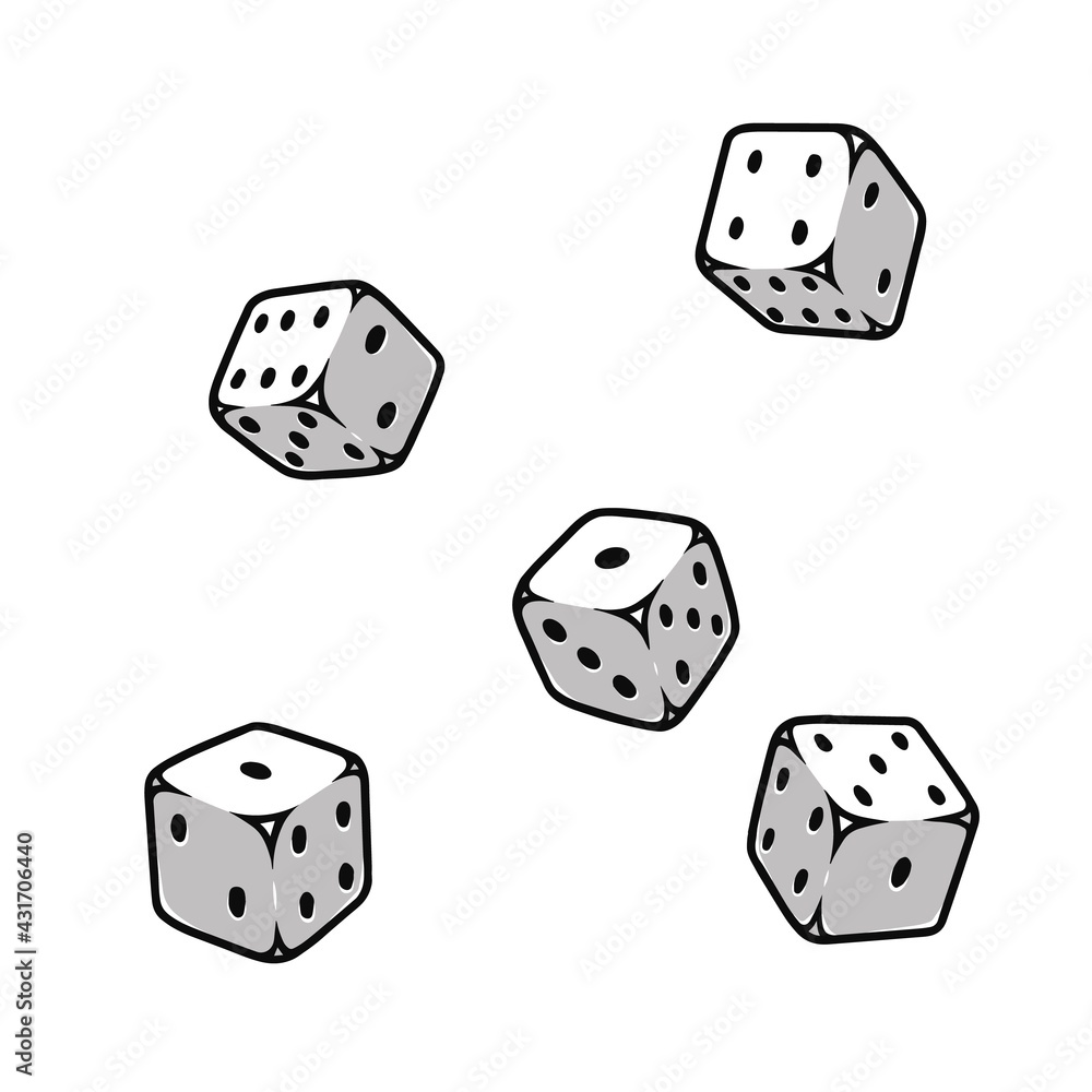 Falling game dice concept Falling game dice concept