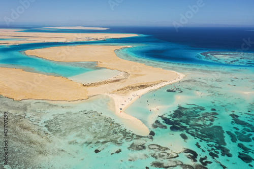 Aerial view: Tawila island in Red sea, Hurgada, Egypt