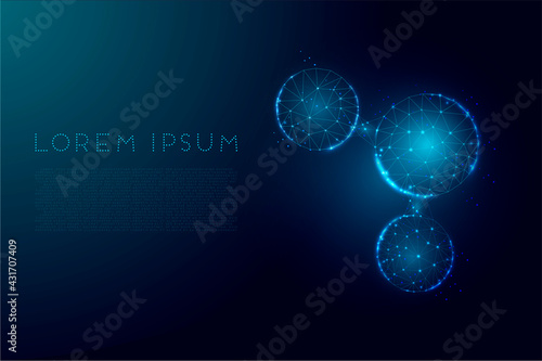 Water molecule  abstract background. Wireframe low poly style.  Science, biotechnology, chemistry,  medical concept.