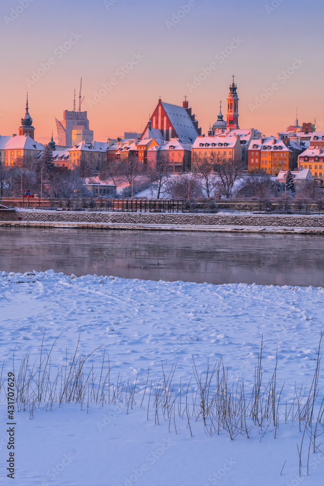 Winter Sunrise In Warsaw City, Poland