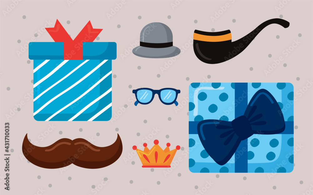 Naklejka premium seven fathers day icons