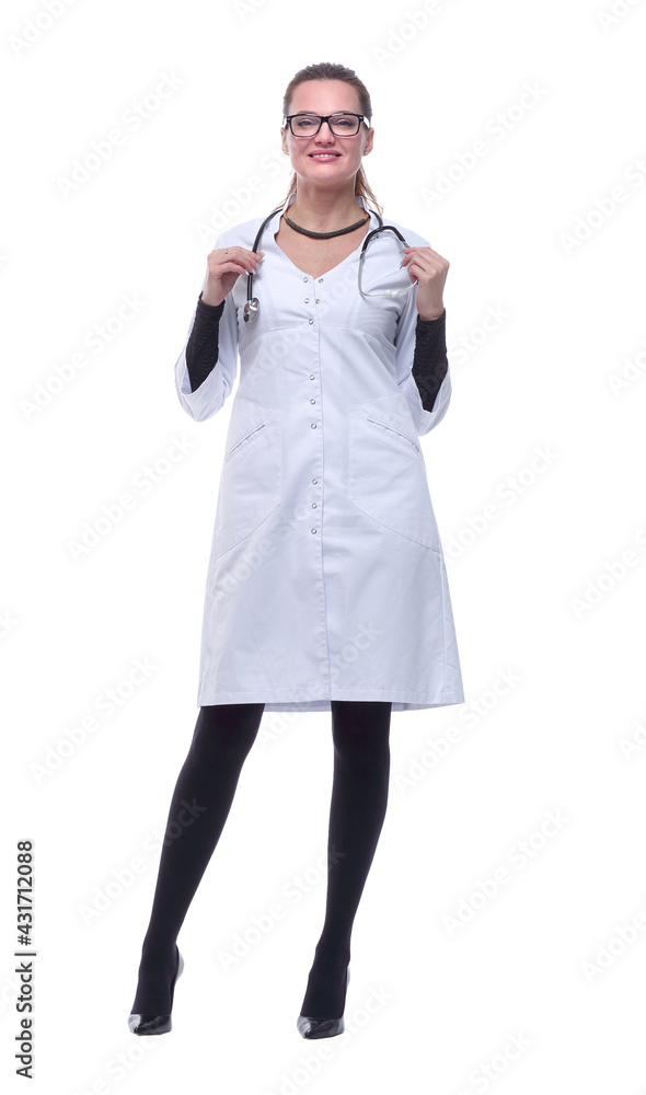 in full growth. medical woman with a stethoscope. in full growth. medical woman with a stethoscope.