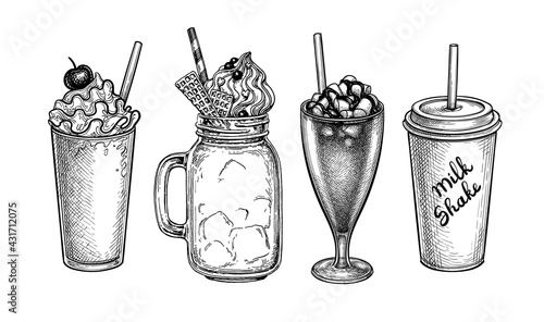 Ink sketches of beverages.